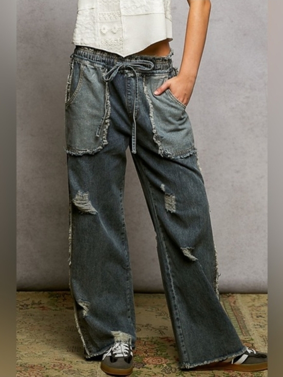 POL Denim - POL Skater Girl Distressed Drawstring Jeans